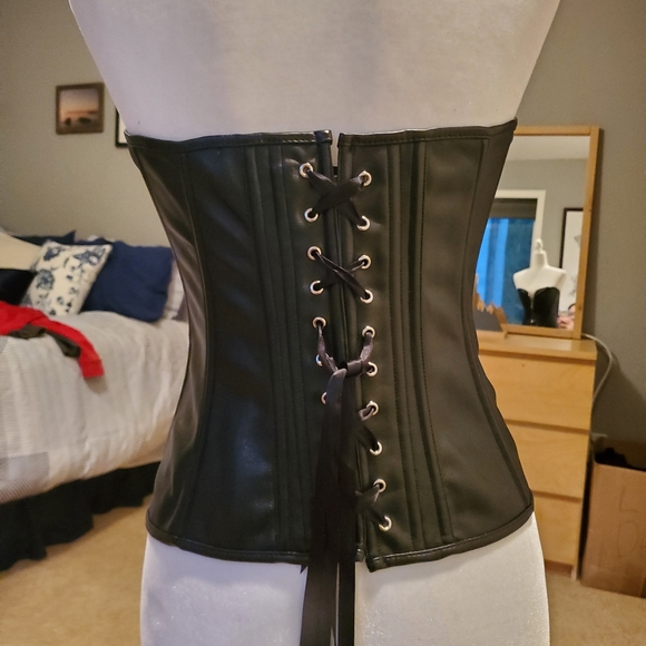 Black Boned Zipper Corset Top Sz M - Picture 4 of 6